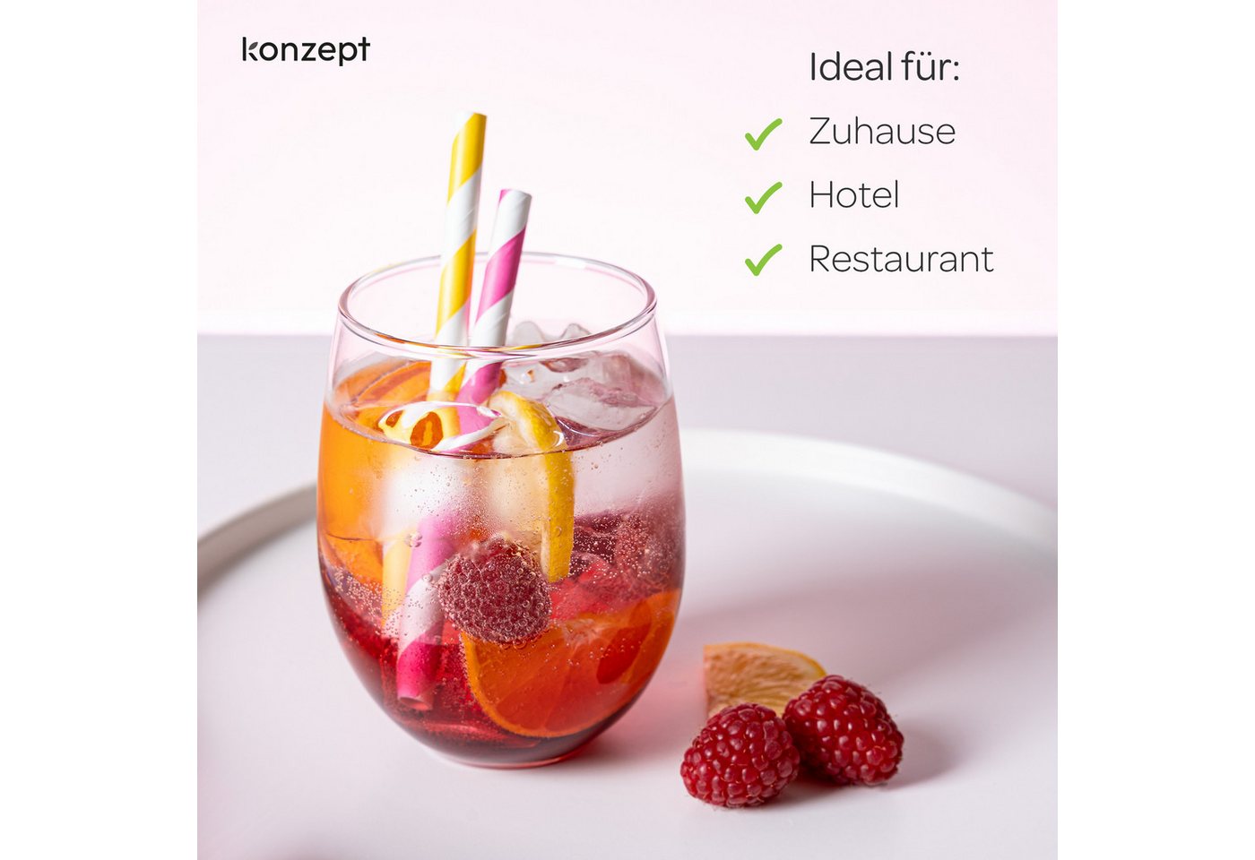 KONZEPT Gläser-Set 400 ml, Besonders stabil, ideal für Wasser, Saft, Limo, Gin, 6-tlg., Leicht, Strapazierfähig, Transparent – Bild 5 von 5