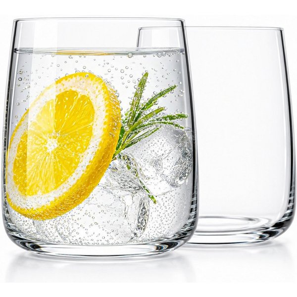 KONZEPT Gläser-Set 6-teilig, 310 ml, transparente Wassergläser aus robustem Glas, 6-tlg., Volumen: 340/310 ml, H: 9,6 cm, Ø oben: 6,9 cm, Ø unten: 8 cm