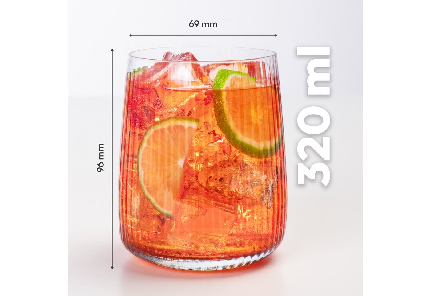 KONZEPT Gläser-Set 6 teilig, Trinkgläser Geriffelte 320 ml, Wassergläser, 6-tlg., Set 6 teilig, 320 ml, spülmaschinenfest – Bild 2 von 5