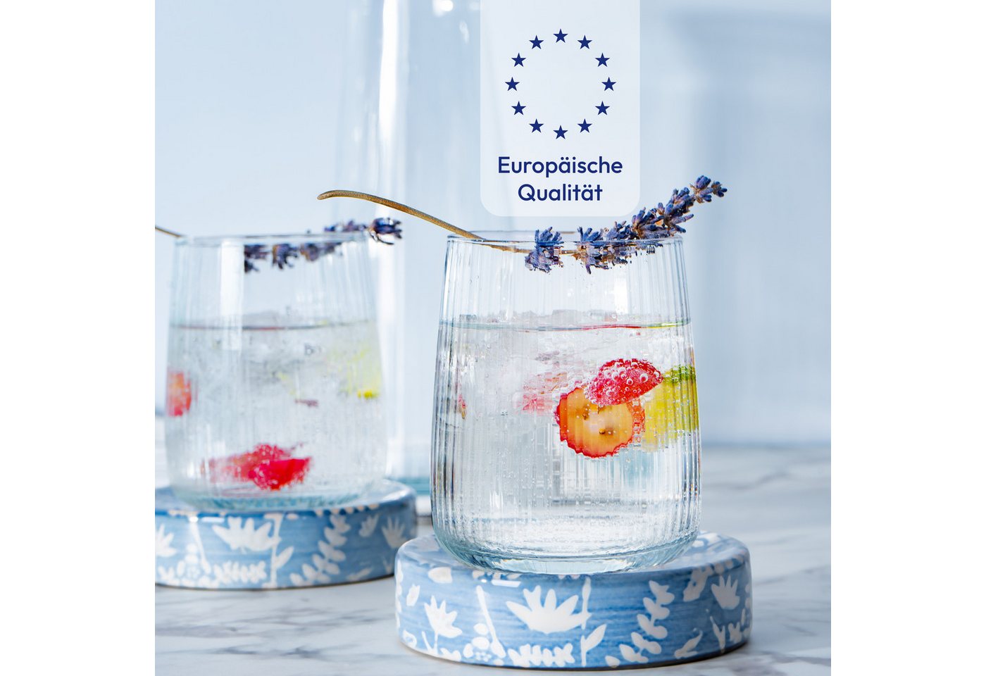 KONZEPT Gläser-Set 6 teilig, Trinkgläser Geriffelte 320 ml, Wassergläser, 6-tlg., Set 6 teilig, 320 ml, spülmaschinenfest – Bild 5 von 5