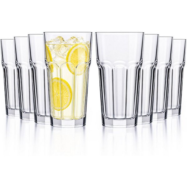 KONZEPT Gläser-Set 620 ml, spülmaschinenfest, aus transparentem Glas, 8-tlg., Kühlschranksicher, Rostbeständig, Rutschfest, Strapazierfähig