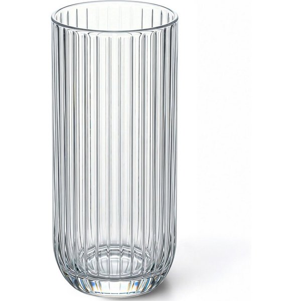 KONZEPT Gläser-Set 6er – 390 ml geriffelte Longdrinkgläser aus klarem Glas, 6-tlg., Einzigartige Form, Ideal für Cocktails, Gin Tonic, Eiskaffee