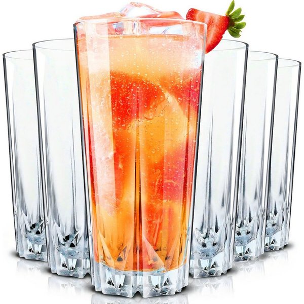 KONZEPT Gläser-Set Cocktailgläser Set 330 ml, Trinkgläser, Geriffelte Gläser, 6-tlg., für Cocktails, Wasser, Saft, Mojito, Longdrinkgläser