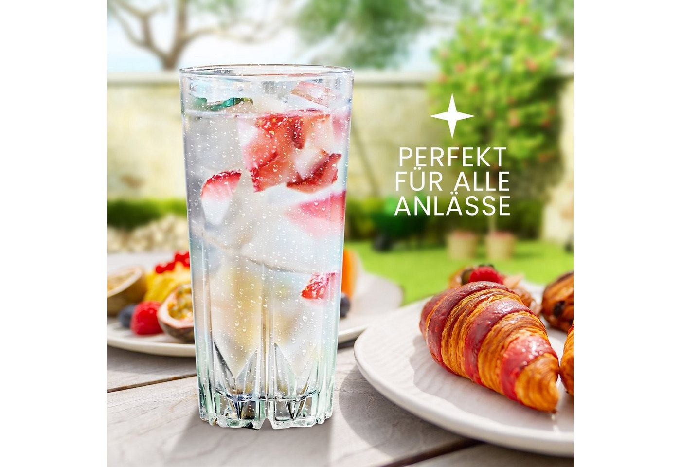 KONZEPT Gläser-Set Cocktailgläser Set 330 ml, Trinkgläser, Geriffelte Gläser, 6-tlg., für Cocktails, Wasser, Saft, Mojito, Longdrinkgläser – Bild 3 von 5