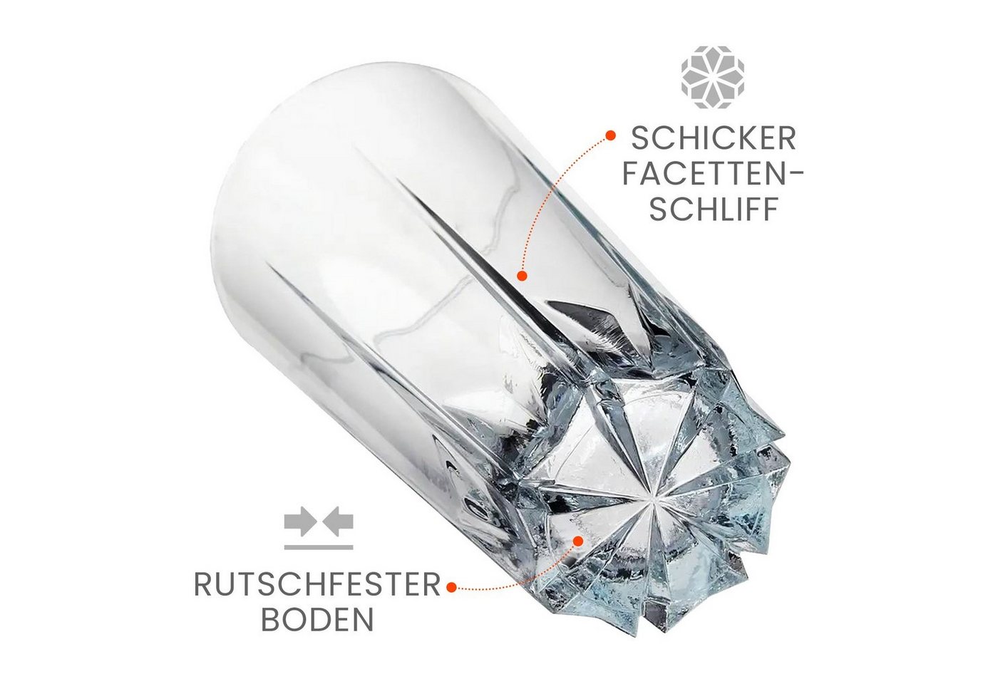 KONZEPT Gläser-Set Cocktailgläser Set 330 ml, Trinkgläser, Geriffelte Gläser, 6-tlg., für Cocktails, Wasser, Saft, Mojito, Longdrinkgläser – Bild 4 von 5