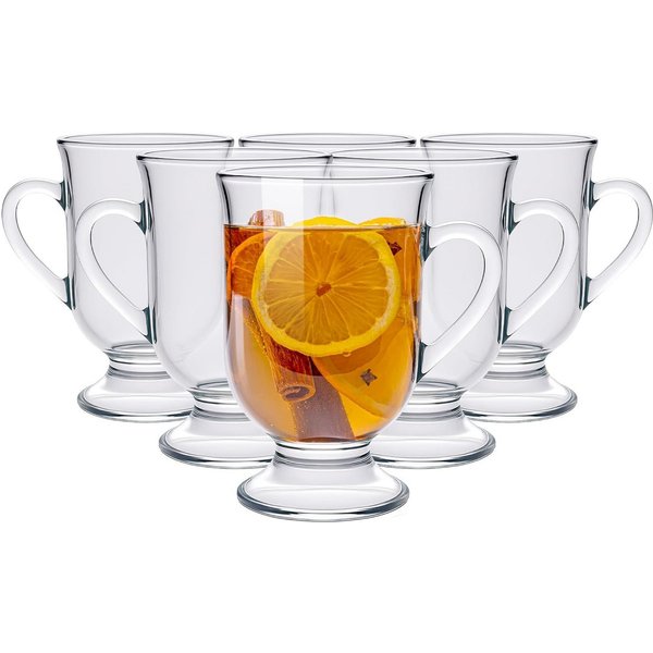 KONZEPT Gläser-Set Kaffeetassen 6-teilig – 420 ml, ideal für Kaffee, 6-tlg., aus Glas mit Henkel, hitzebeständig & spülmaschinengeeignet