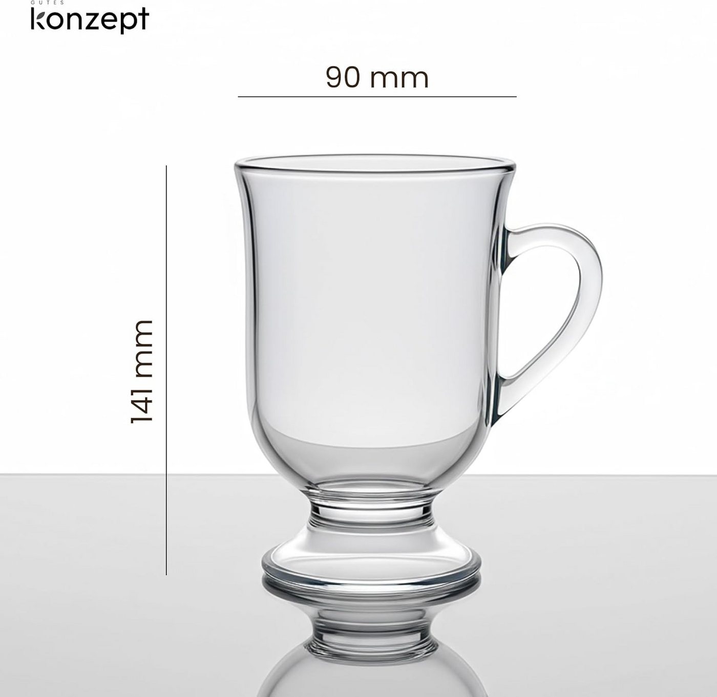 KONZEPT Gläser-Set Kaffeetassen 6-teilig – 420 ml, ideal für Kaffee, 6-tlg., aus Glas mit Henkel, hitzebeständig & spülmaschinengeeignet – Bild 2 von 5