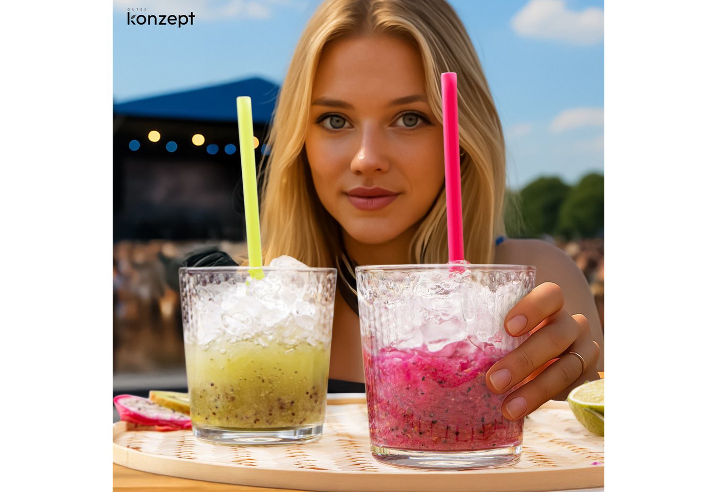 KONZEPT Gläser-Set Transparente Trinkgläser Set 365 ml 6 Stk. Stapelbar, 6-tlg., 6-teilig, Strukturierte Gläser Ideal für Wasser, Saft, Milch – Bild 4 von 5