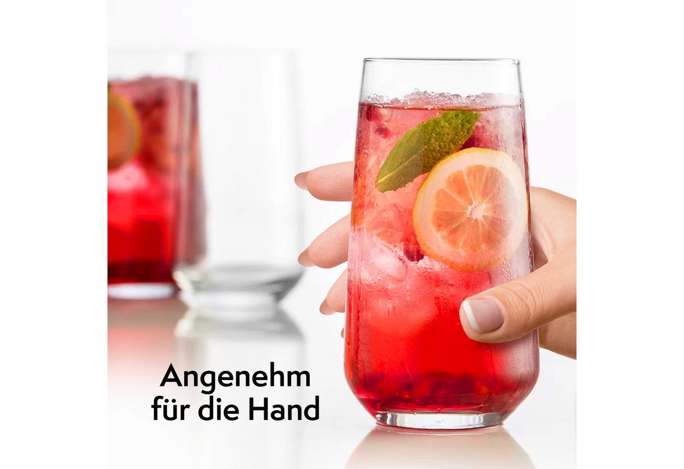 KONZEPT Gläser-Set Trinkgläser-Set, 480 ml, Longdrinkgläser, Cocktailgläser 6/12 teilig, 6-tlg., Ideal für Cocktail, Saft und als Wassergläser – Bild 5 von 5