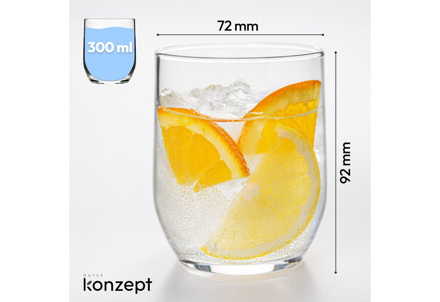 KONZEPT Gläser-Set Trinkgläser Set 6/12-teilig, Transparente 300ml, 6-tlg., Wassergläser Set, Ideal für Saft, Cocktails, Eiskaffee – Bild 2 von 5