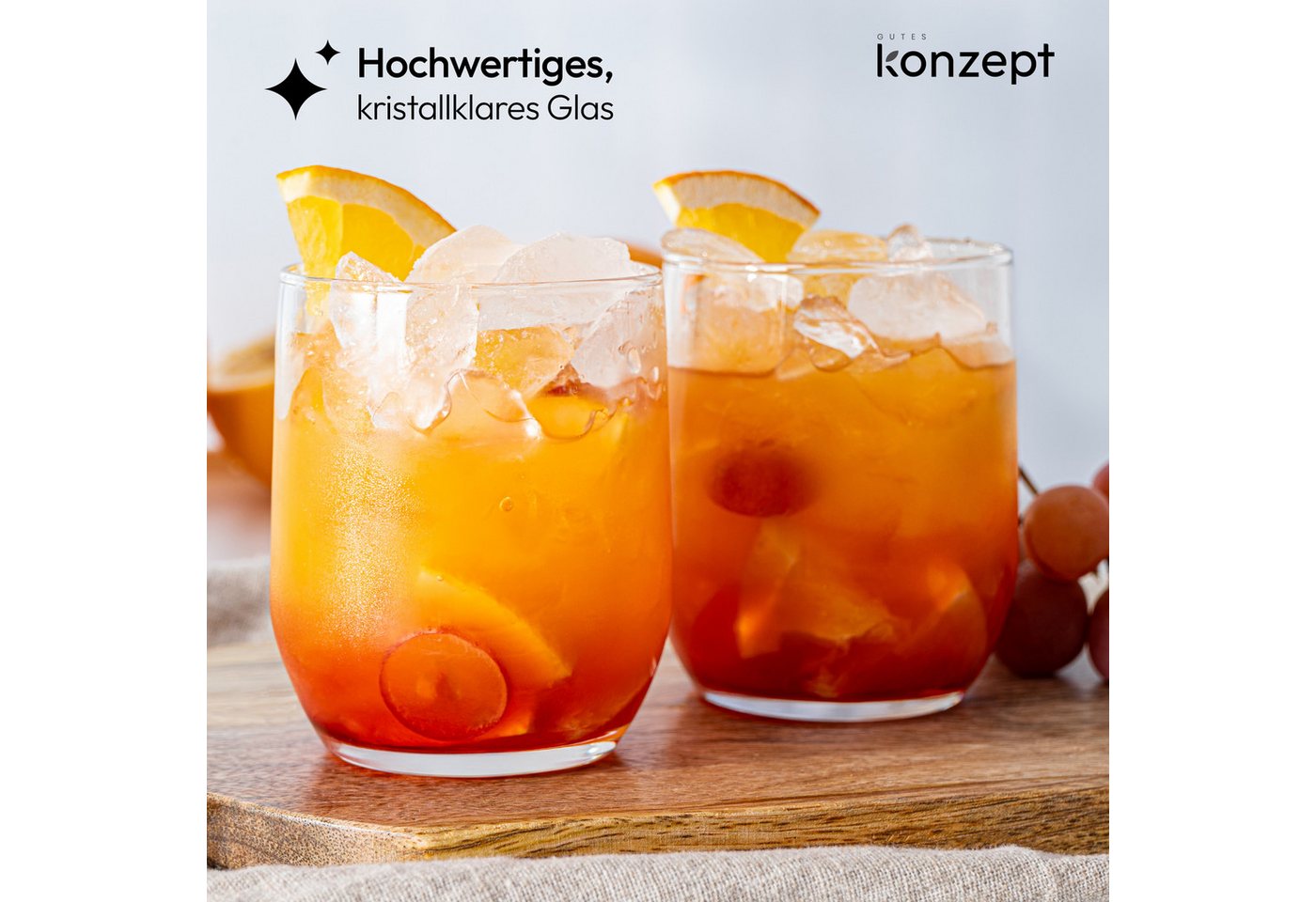 KONZEPT Gläser-Set Trinkgläser Set 6/12-teilig, Transparente 300ml, 6-tlg., Wassergläser Set, Ideal für Saft, Cocktails, Eiskaffee – Bild 4 von 5
