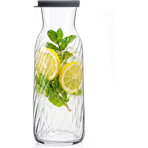 KONZEPT Karaffe mit Deckel, 1 Liter, ohne Henkel, 1,2 L, Ø unten 9 cm, Ø oben 7 cm, H 25 cm, 0,48 kg