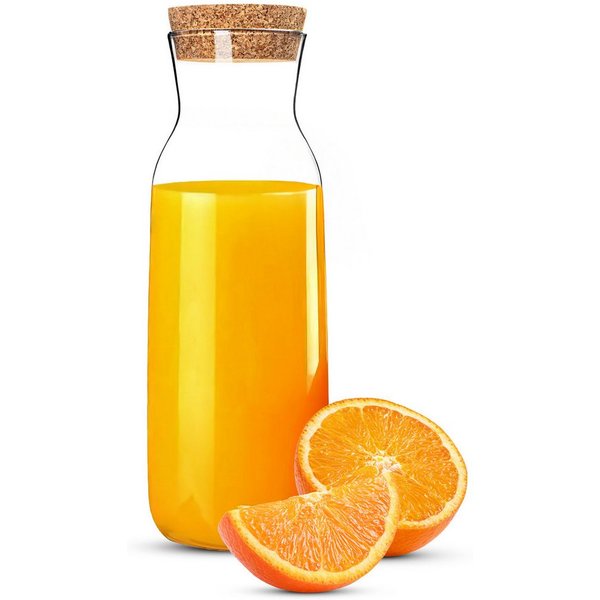 KONZEPT Karaffe Wasserkaraffe mit Deckel, Karaffe aus Glas 1 liter, (1-tlg), ideal für Wasser, Saft, Limonade und Milch