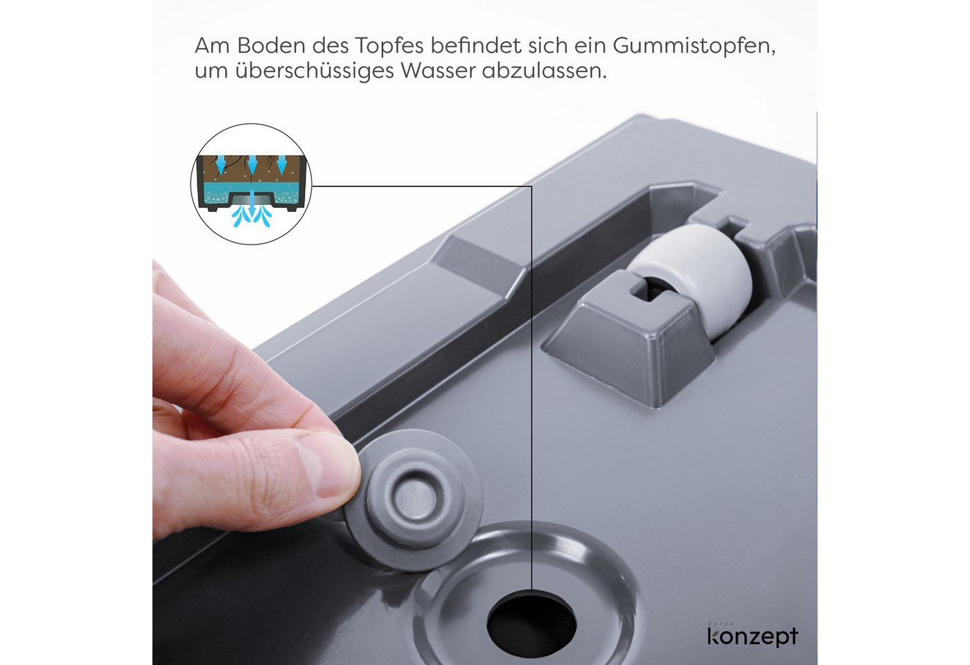 KONZEPT Pflanzkübel Großer auf Rollen, für außen, in Beton-Optik, mobil, recyceltem Material, ideal für Garten, Terrasse und Balkon – Bild 5 von 5