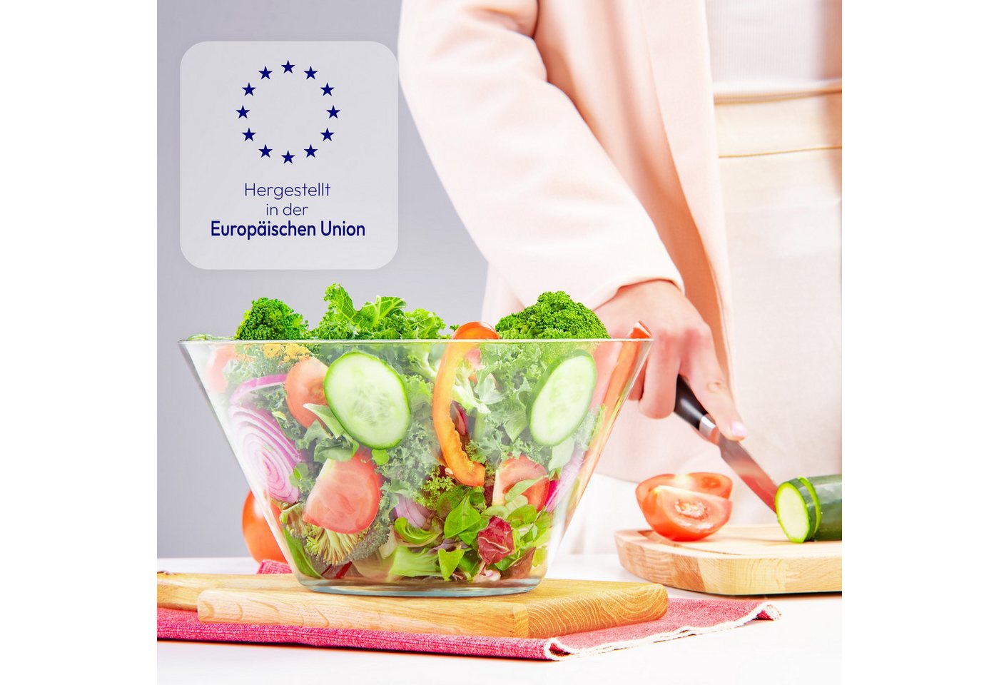 KONZEPT Salatschüssel Salatschüssel aus Glas, Glasschüssel für Salate, (2-tlg), Verfügbare Varianten: 3180 ml und 830 ml. – Bild 3 von 5
