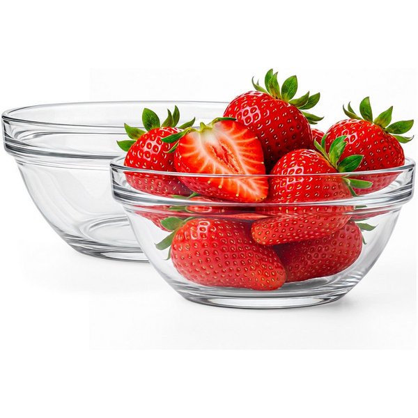 KONZEPT Salatschüssel Set aus Glas, klein, 370 ml, (Set, 6-tlg), Stapelbar, ideal als Müslischalen, Snackschalen und Dessertschalen
