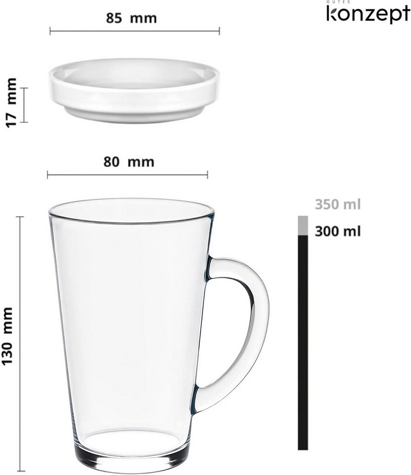 KONZEPT Teeglas Mit Deckel – 300 Ml Mit Henkel, 1-tlg., aus Glas Mit Deckel, hitzebeständig & spülmaschinengeeignet – Bild 2 von 5