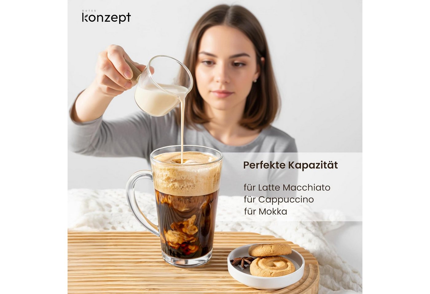 KONZEPT Teeglas Mit Deckel – 300 Ml Mit Henkel, 1-tlg., aus Glas Mit Deckel, hitzebeständig & spülmaschinengeeignet – Bild 5 von 5