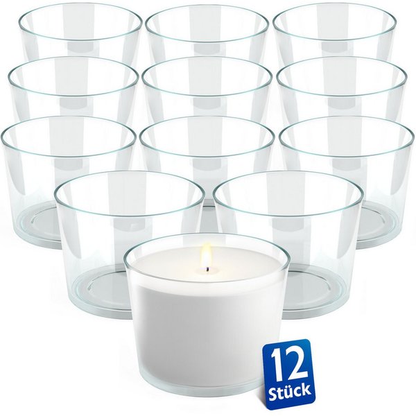 KONZEPT Tischkerzenhalter Teelichtgläser 150 ml, groß und transparent 7,2 x 5,8 x 8,2 cm (Set, 12 St., (Teelichthalter, Kerzengläser), Glasteelichthalter, Kerze
