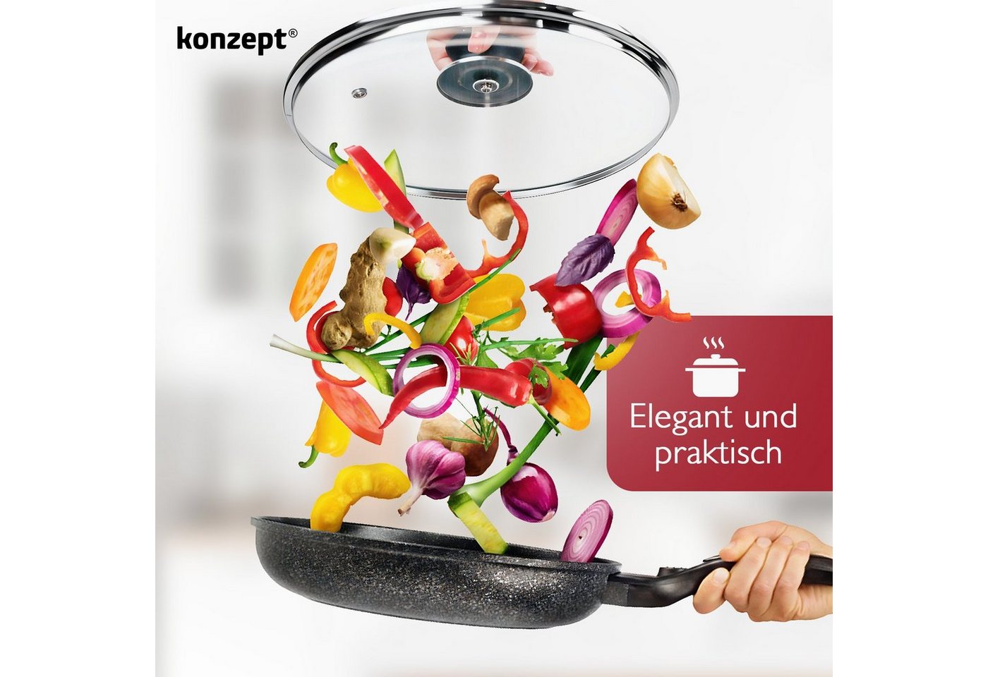 KONZEPT Topfdeckel Topfdeckel aus Glas Verschiedene Durchmesser, Ø 14 - 30 cm, Dampfauslass, spülmaschinengeeignet – Bild 2 von 5