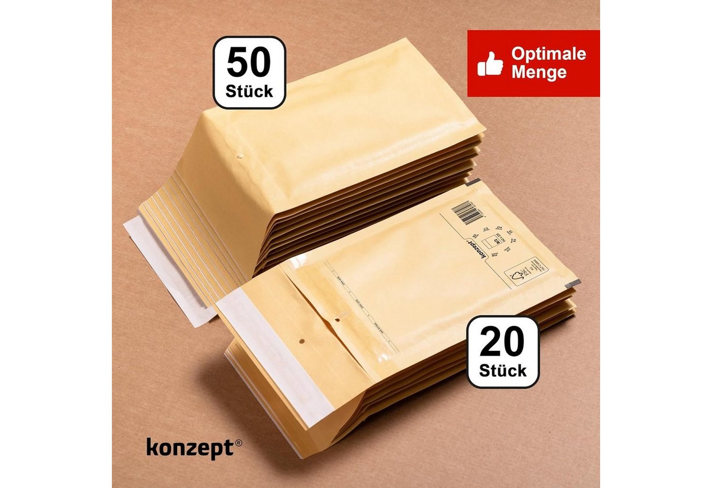 KONZEPT Versandtasche Luftpolsterumschläge, Gepolsterte Briefumschläge, Luftpolstertaschen für Brief, Unterlagen CD, Fotos, Bücher, Kleidung – Bild 3 von 5