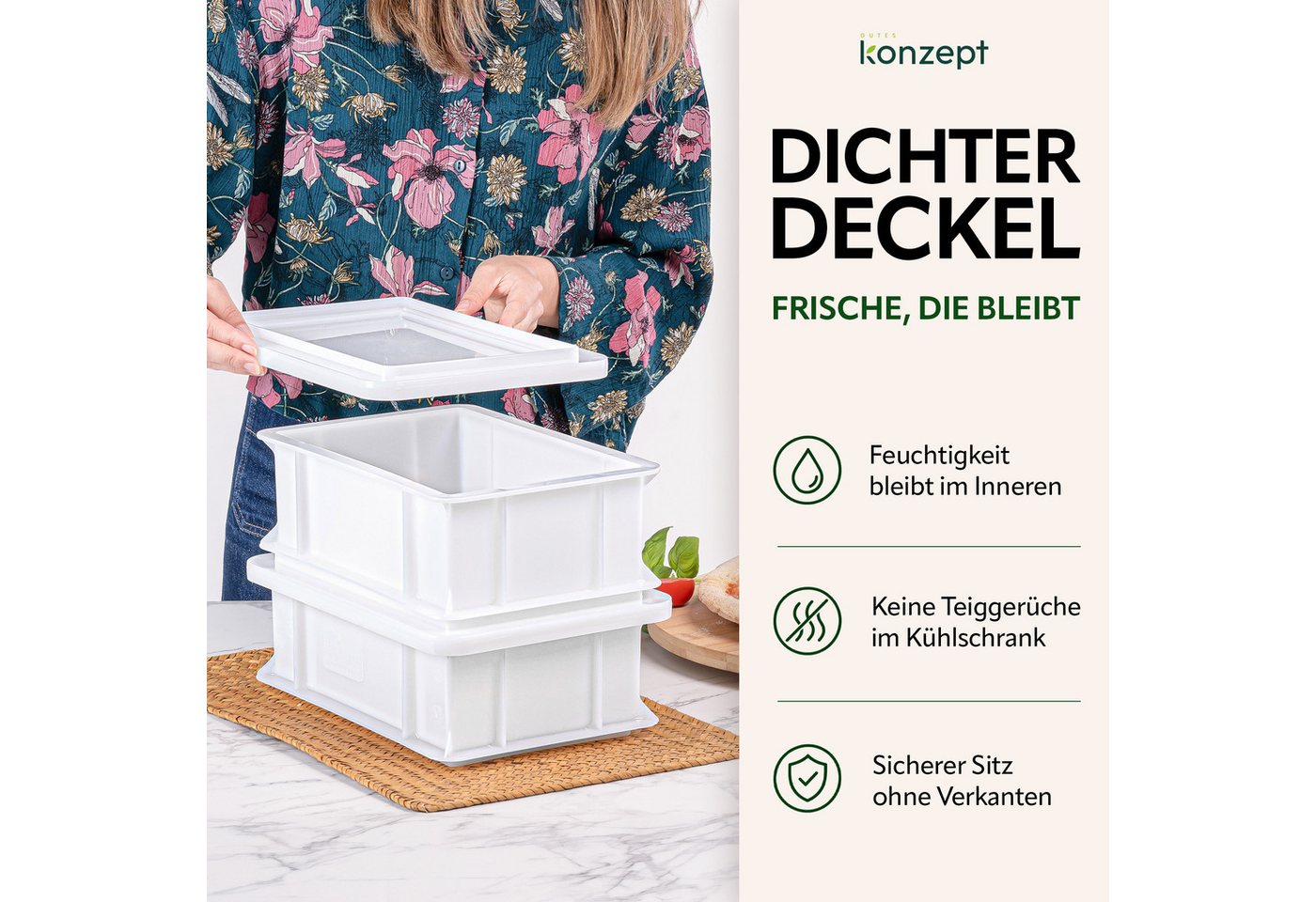 KONZEPT Vorratsdose Pizzateig Box mit Deckel, Ideal Für Teigruhe & Gärung, Einfach Zu Reinigen – Bild 2 von 5