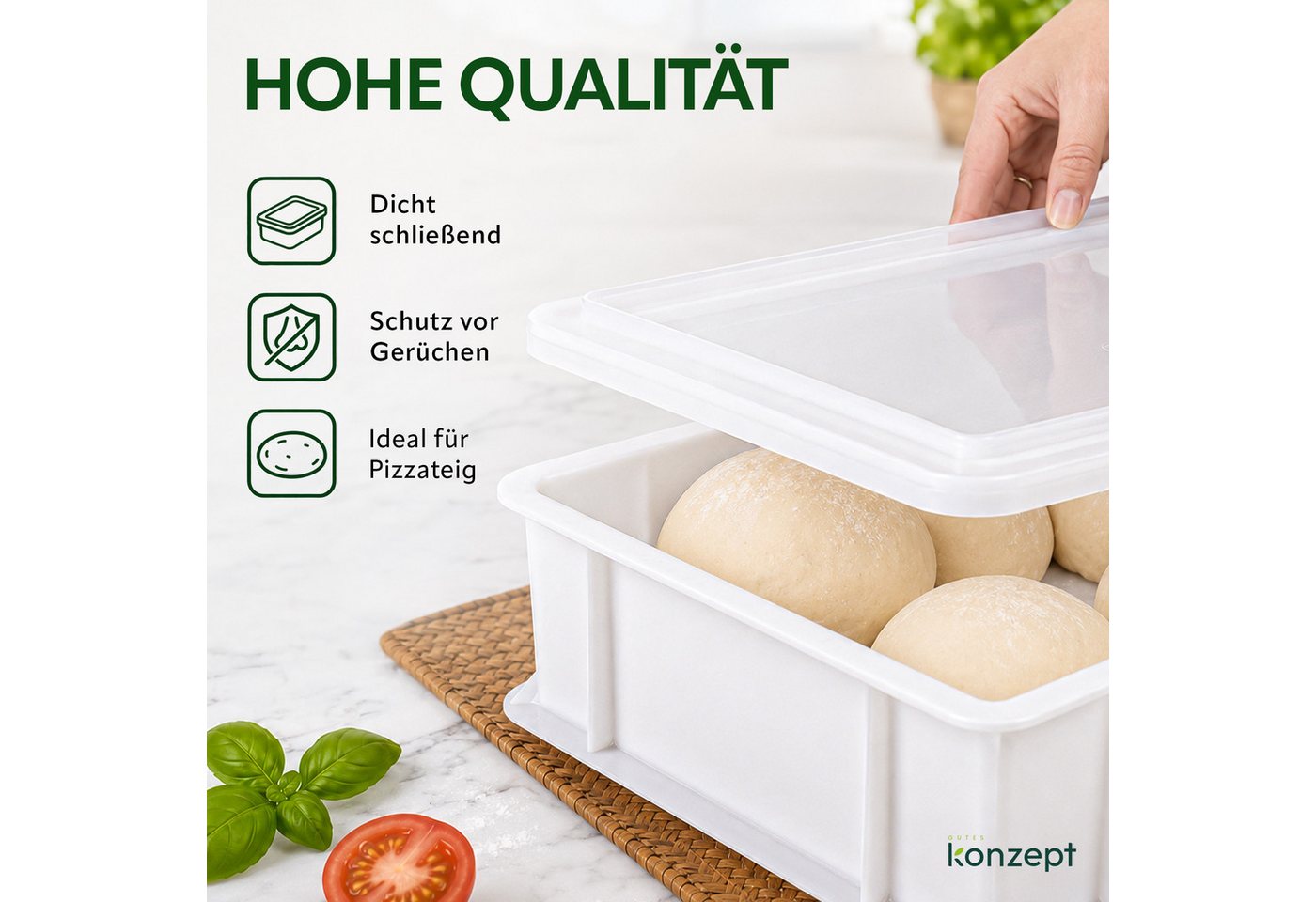 KONZEPT Vorratsdose Pizzateig Box mit Deckel, Ideal Für Teigruhe & Gärung, Einfach Zu Reinigen – Bild 4 von 5