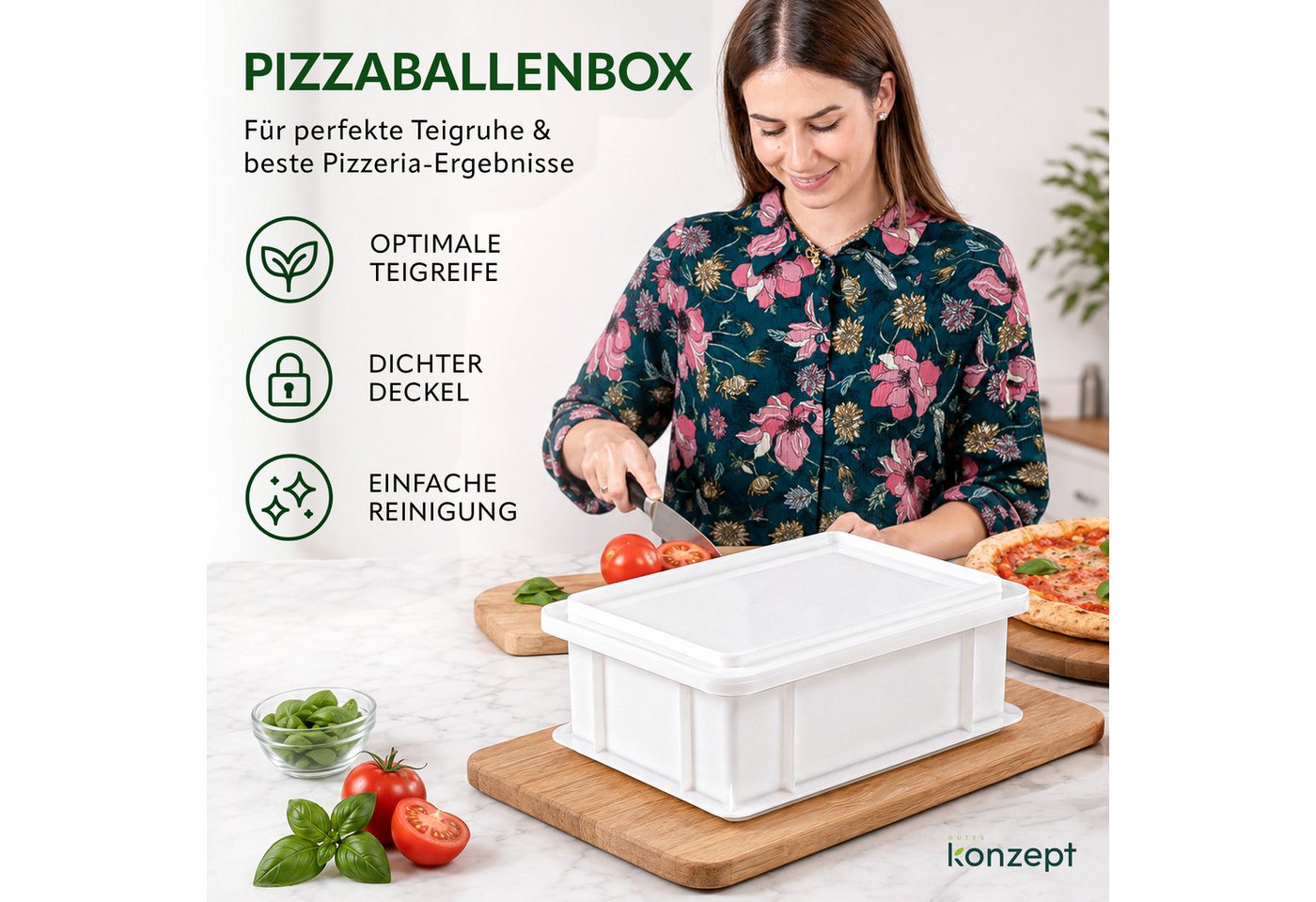 KONZEPT Vorratsdose Pizzateig Box mit Deckel, Ideal Für Teigruhe & Gärung, Einfach Zu Reinigen – Bild 5 von 5
