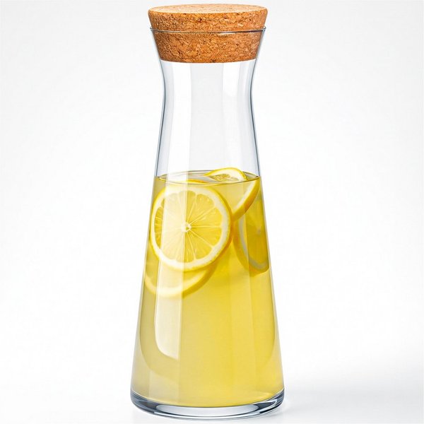 KONZEPT Wasserkaraffe mit Deckel – 1 Liter, robustes Glas, BPA-frei, stilvoll und stabil, (1-tlg), Für Wasser & Wein – auch als elegante Blumenvase nutzbar