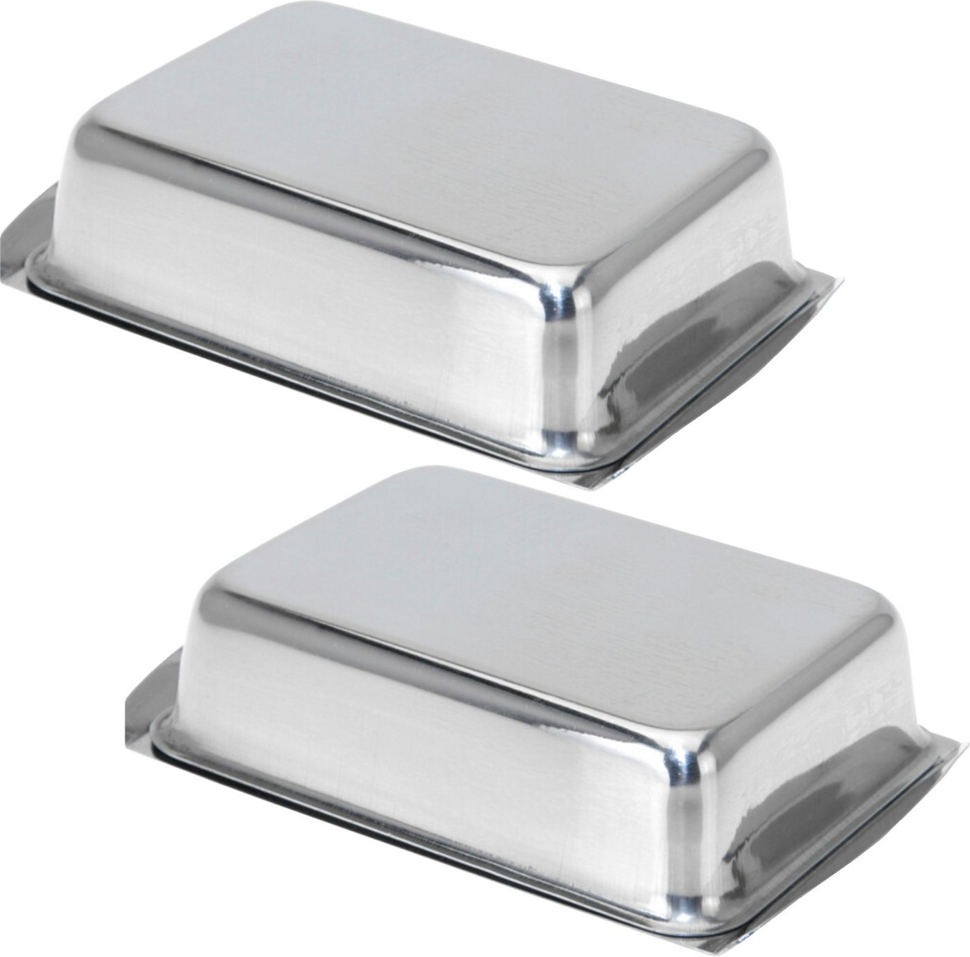 Koopman Butterdose 250 Gr. Deckel 2 er Set, Edelstahl, (Set, 2-tlg., 1 Dose), 2er Set, für je 250g Butter, spühlmaschinengeeignet, silberfarbend – Bild 2 von 5