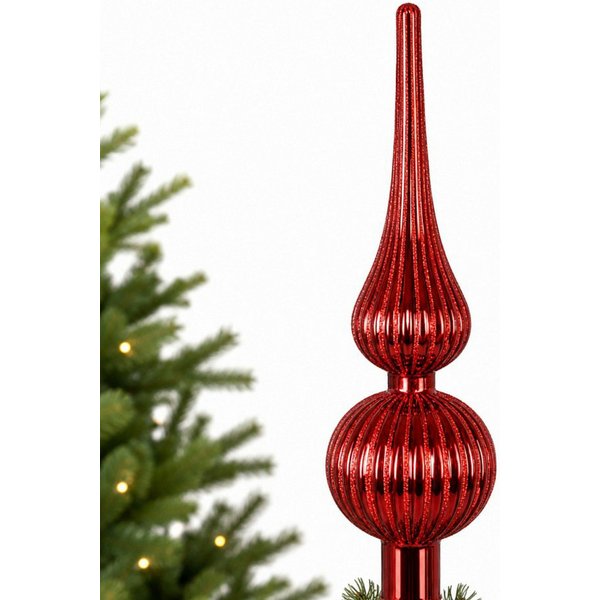 Koopman Christbaumspitze Baumspitze Glas Rot 30cm (1-tlg), Glas, Leichtgewichtig, 30cm hoch, Weihnachten