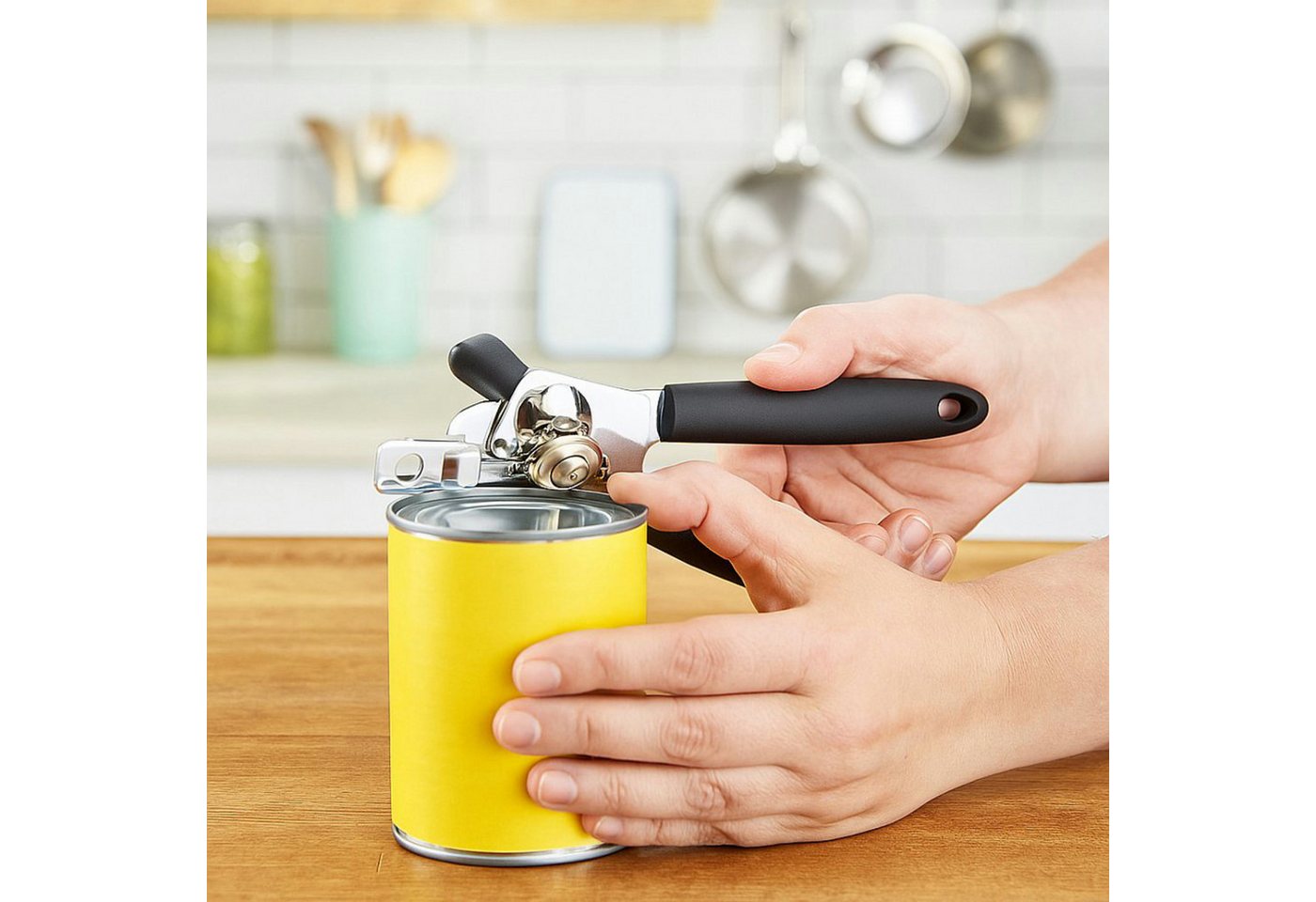 Koopman Dosenöffner Schwarzer Griff Metall 20 cm, Kunststoffgriffe, leichte Bedienung, ergonomisch, Kurbel – Bild 2 von 5
