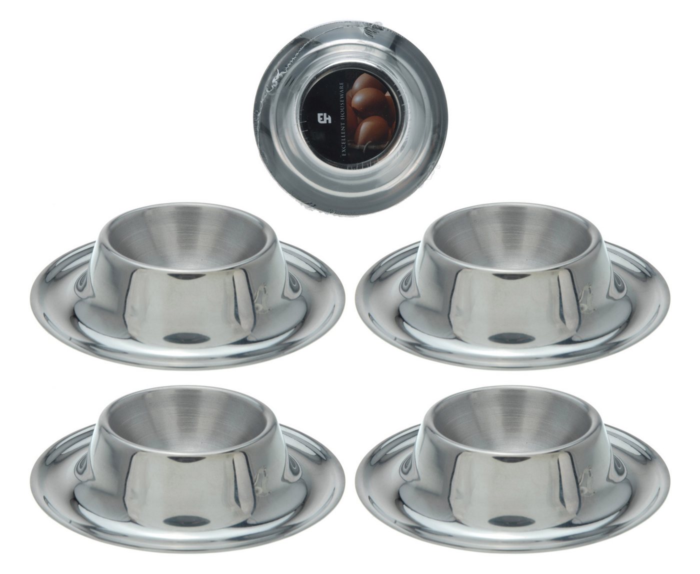 Koopman Eierbecher Edelstahl Rund 1/ 4 er Set, (Stück, 4-tlg., Packung), 4 Stk, Metall, Ø8cm, Lebensmittelecht, Spülmaschinengeeignet – Bild 3 von 5