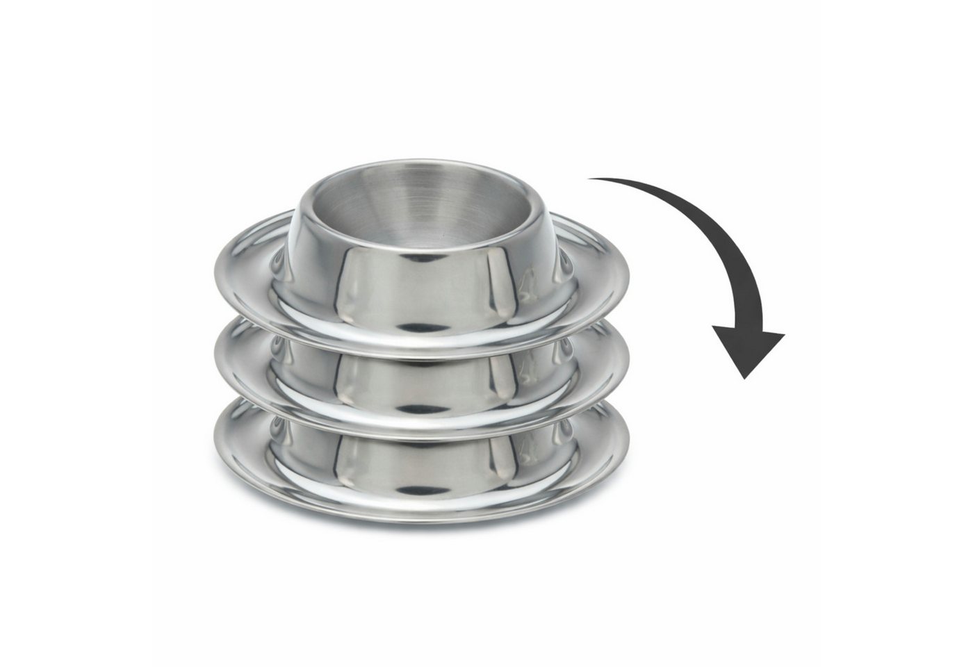 Koopman Eierbecher Edelstahl Rund 8er Set, (Set, 8-tlg., 8 Eierbecher), Set, Flach, Ø8cm, Lebensmittelecht, Spülmaschinengeeignet – Bild 4 von 4