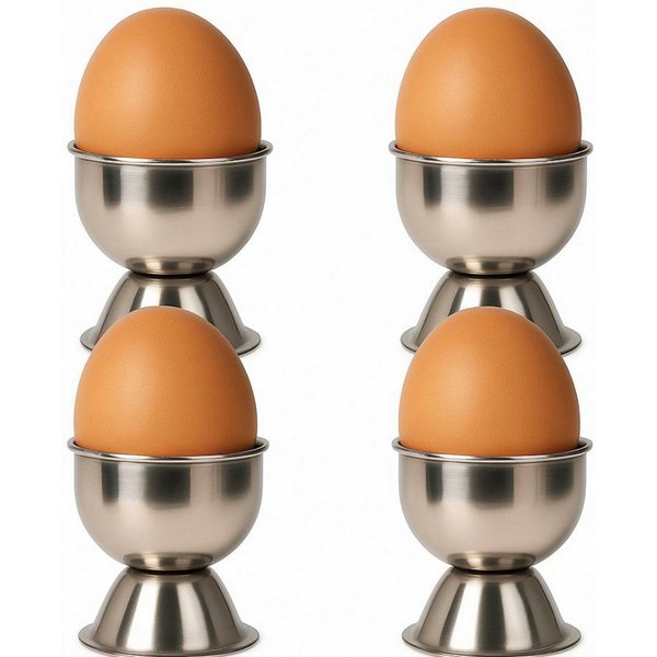 Koopman Eierbecher Hochkant Ø 4,5 cm Edelstahl 4 er Set, (Set, 4-tlg., Packung), Edelstahl, Rostfrei, Klassisch, Langlebig, Silberfarbend
