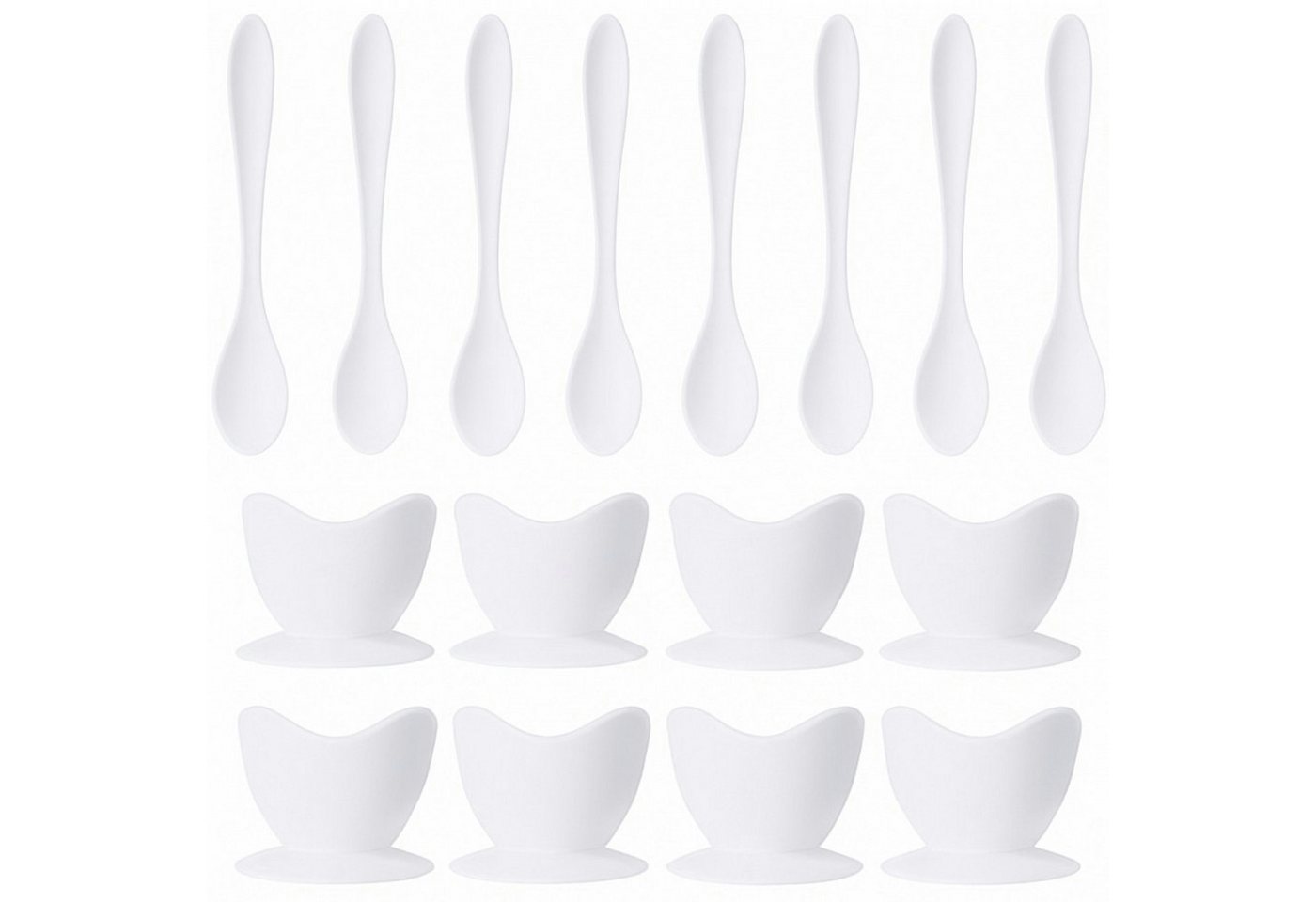 Koopman Eierbecher Kunststoff Weiß 16 tlg. Set, (Set, 16-tlg., Packung), Set, 8 Becher, Ø 5cm, 8 Löffel, Kunststoff – Bild 5 von 5