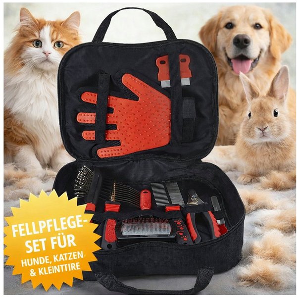 Koopman Fellpflege Tierpflegeset Haustierpflege Fellhandschuh Nagelschere Bürsten 9tlg, (Set, 9-St., Packung), Haustierset, Katze, Hund, Hase, Kleintiere