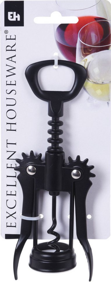Koopman Korkenzieher Schwarz 16,5 cm Metall, (Stück, 1 tlg., Packung), Metall, Inkl. Flaschenoffner, Schwarz, 16,5x6x4cm – Bild 4 von 5