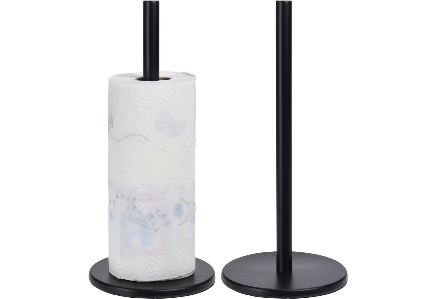 Koopman Küchenrollenhalter Papierständer Schwarz Metallständer 32 cm, (Stück, 1-St., Packung), Papierhalter, Edelstahl, 2 Tlg., Rollenhalter, Küchenpapier – Bild 2 von 5