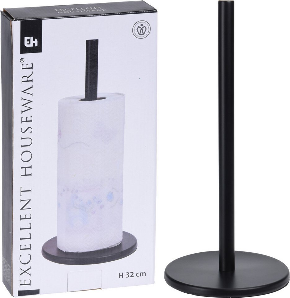 Koopman Küchenrollenhalter Papierständer Schwarz Metallständer 32 cm, (Stück, 1-St., Packung), Papierhalter, Edelstahl, 2 Tlg., Rollenhalter, Küchenpapier – Bild 5 von 5