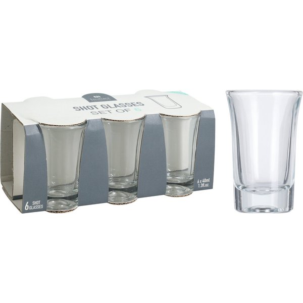 Koopman Schnapsglas Schnapsgläser Shotgläser 40 Ml 1/2/4 er Set, 6-tlg., Glas, 6tlg, 7x4,5cm, 40ml, Transparent, Partygläser