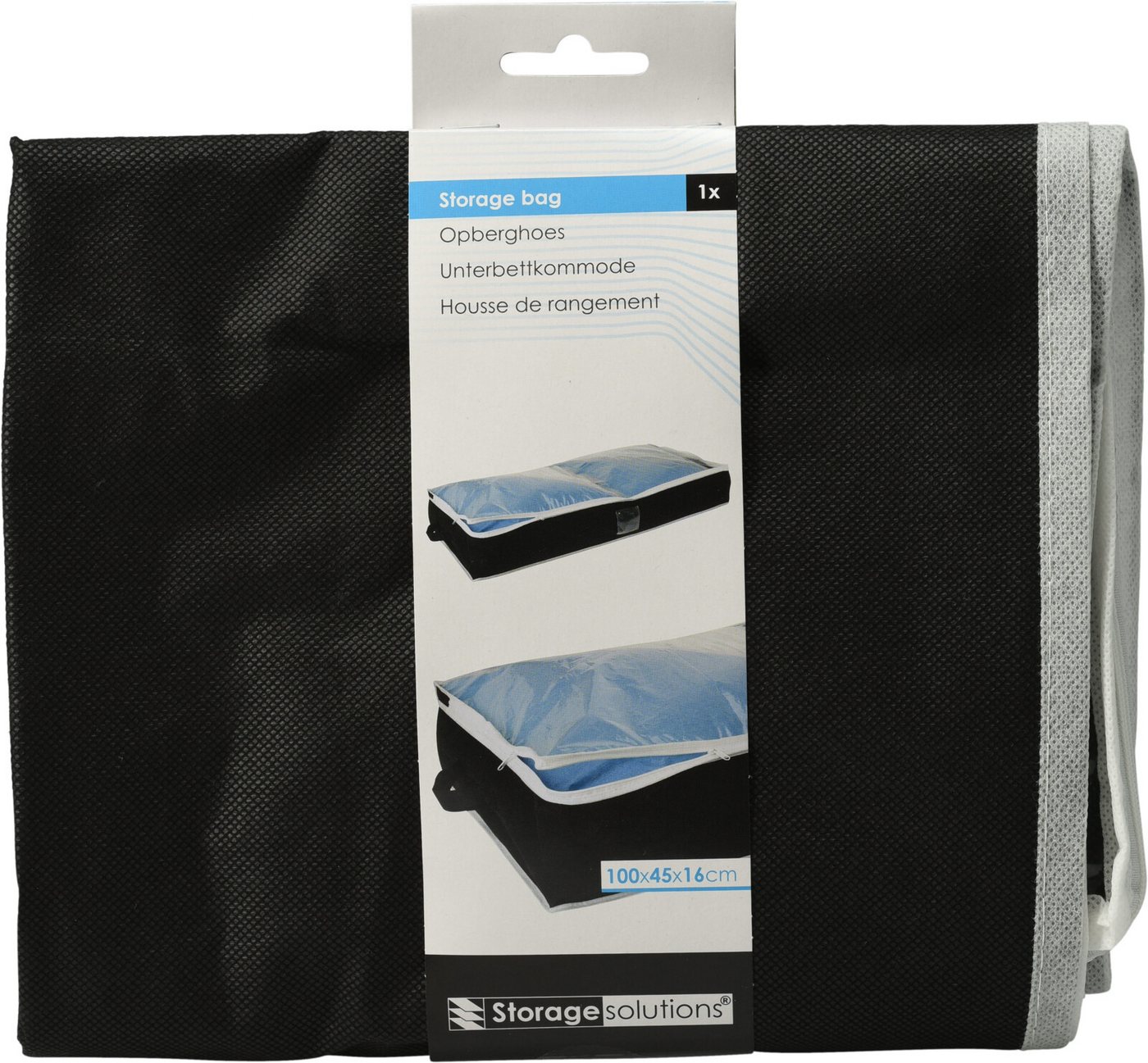Koopman Unterbettkommode Stoff / Polyester 100x45x16cm 70L 4er Set (Set, 4 St., Packung), Polyester, Klarsichtfenster, Tragegriffe, Reißverschluss – Bild 4 von 4