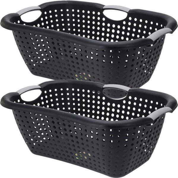 Koopman Wäschekorb Wäschewanne Kunststoff Schwarz 2 er Set (Set, 2 St., Packung), 2 Stk, Schwarz / Grau, 26 L, Kunststoff, 3 Tragegriffe
