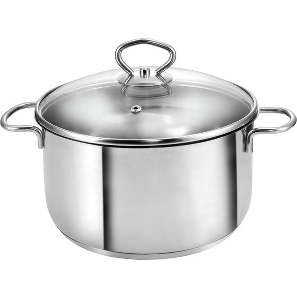 Kopf Fleischtopf Merkur 20 cm, Edelstahl, Höhe 9,5 cm, 2,5 Liter, Kochtopf Induktion, inkl. Glasdeckel