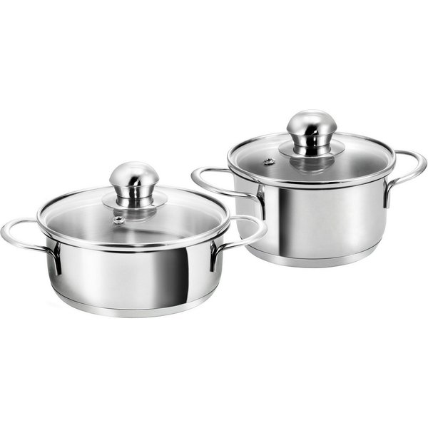 Kopf Topf-Set Parvus, Edelstahl (2-tlg), Kleine Töpfe, 12 + 14 cm, inkl. Deckel, Induktion, Set