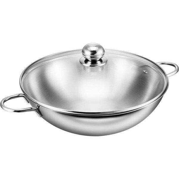 Kopf Wok Josie 32 cm, Edelstahl, Ø 32 cm, inkl. Glasdeckel, Induktion