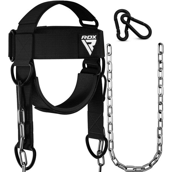 RDX Kopfprotektor RDX Head Trainer Herren Nackentrainer langer Stahlkette Karabinerhaken