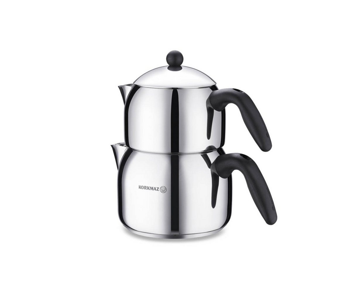 Korkmaz Caydanlik-Teekanne Orbit Maxi A038, 2,2 l, (2-St), 1,2L/2,0L, für alle Herdarten geeignet, aus 18/10-Edelstahl – Bild 2 von 2