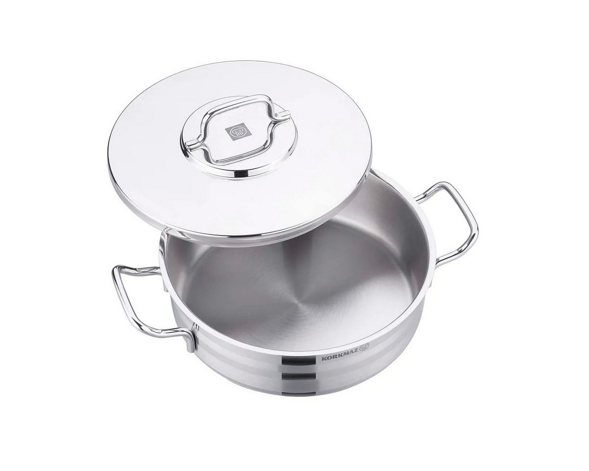 Korkmaz Kochtopf A2034 Astra2 Low Casserole, Edelstahl 18/10 (2-tlg), 24 x 8 cm, 3,5 L, Edelstahl-Kochtopf mit Deckel – Bild 4 von 4