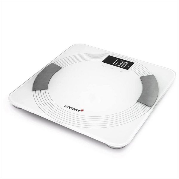 KORONA Körper-Analyse-Waage DEBBY Diagnosewaage Fitnesswaage Personenwaage Kalorien, Körperfett Körperwasser Muskelanteil digital weiß 180kg BMI